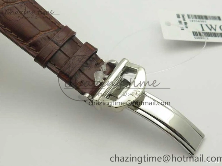 MIROTIME 0122 Portofino Automatic SS TWF 1:1 Best Edition Silver Dial Gold Markers on Brown Leather Strap A Bright 7203